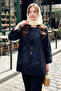 Necklace Detailed Patterned Blouse 31532 Navy Blue - 2