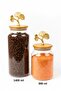 2-Piece Gold Metal Ginkgo Figured Glass Jar with Bamboo Lid – Storage Container 1400ml + 890 ml - 3