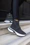 Dejaa Women's Black and White Leather Sports Boots - 6