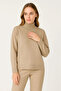 Half Turtleneck Knitwear Sweater Soft Textured Cotton Fine Weaving, Long Sleeve Comfortable Regular Fit - Beige - 2