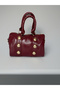Burgundy Color Studded Clutch Bag - 2