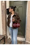 Burgundy Color Studded Clutch Bag