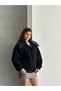 Trend Fur Collar Bomber Jacket / Oversize Fit Zippered Thick Winter Coat - 3