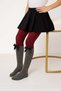 Burgundy Color Ribbon Girls' Cotton Pantyhose - 3