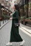 Green Comfortable Fit Flexible Fabric Long Knit Dress - 2