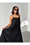 Pleated Black Midi Length Chiffon Casual Dress - 5