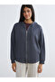Ozmarka New Season Gray Modal Blended Women's Zippered Sweatshirt