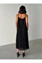 Pleated Black Midi Length Chiffon Casual Dress - 7