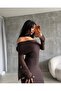 Madonna Collar Stone Embellished Scarf Tulle Evening Dress