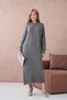 Women's Crew Neck Soft Textured Maxi Size Fleece-Lined Oversized Knitwear Dress 8324Sw - 5
