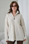 Women's Mock Neck Half Placket Zipper Closure Soft Textured Oversized Knitwear Sweater 8702Sw