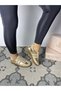 Paula Lace-Up Golden Sports Shoes - 7