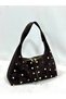 Genuine Suede Leather Gold Studded Women Shoulder Bag