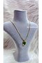 Hi̇cran Steel Necklace Green Stone - 2