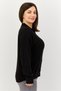 Women Spread Collar Stripe Long Sleeve Sleepwear Top, Black - 2