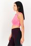 Women Slim Fit Sleeveless Running Crop Tank Top, Bright Pink - 2