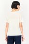 Women Crew Neck Short Sleeve Embroidered T-Shirt, Cream - 3
