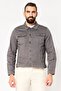 Men Plain Denim Jacket, Dark Grey