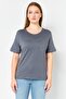 Women Crew Neck Short Sleeve Solid T-Shirt, Charcoal