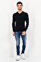 Men V Neck Long Sleeves Plain Sweaters, Black - 3
