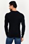 Men V Neck Long Sleeves Plain Sweaters, Black - 4