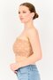 Women Asymmetrical Neckline Allover Print Sleeveless Tank Top, Brown - 2