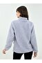 Gray Women's Lamb Welsoft Fleece Jacket Full Zipper 3 Pockets Front Piece Detail Full Size - 3