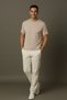 Men's Oversized Wide Cut 100% Cotton Basic Crew Neck Cream T-Shirt - 3