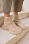 Dejaa Women's Beige Nude Stone Sneaker Boots - 6