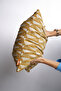 Yellow Geometric Patterned Jacquard Cushion Cover - 4