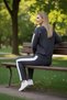 040 Modal Women's Striped Detail Sleeves Cuffed Loose Fit Tracksuit Set - 5