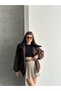 Women's New Season Quilted Detail Collar Fur-Lined Gabardine Bomber Jacket