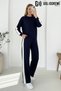 040 Modal Women's Striped Detail Sleeves Cuffed Loose Fit Tracksuit Set - 2