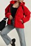 Women's Hooded Puffer Jacket Red 22444 - 2