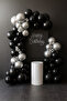 Balloon Set 80 Pieces (Chrome Silver-Black)