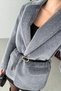 Lined Bearded Cat Plush Design Belted Pinterest Stylish Pocket Detail Blazer Jacket Coat - 5