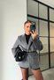 Lined Bearded Cat Plush Design Belted Pinterest Stylish Pocket Detail Blazer Jacket Coat - 3