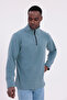 Men's Blue Fit Mock Neck Half Zip Sweatshirt Fleece - 4