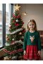Girl's Christmas Themed Dress with Deer and Crown Gift - 3
