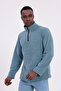Men's Blue Fit Mock Neck Half Zip Sweatshirt Fleece - 6