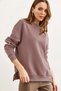 Women's Dusty Rose Thick Sweatshirt with Side Zipper Detail and Fleece Inside Swt-19000624 - 5