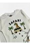 Boys' 100% Cotton White Minibus Crocodile Safari Patterned Long Sleeve Winter Pajama Set - 3