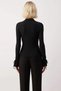 Women's Timeless Elegance Corded Fabric Polo Neck Long Sleeve Cuff Tie Detail Buttoned Knitwear Cardigan - 6