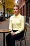 Women's Soft Textured Corded Fabric Crop Zippered Knitwear Cardigan Polo Neck Detailed Comfortable Casual Chic - 3