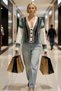 Women's Wide Fit V-Neck Patterned Knitwear Cardigan Provides All-Day Comfort with Its Soft Texture Sports - 4