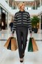 Women's Striped Soft Textured Crew Neck Cropped Knit Cardigan with Buttoned Front Detail for a Stylish Look - 4