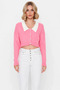 Women's Peter Pan collar Detailed Corded Fabric Knitwear Crop Cardigan Off Shoulder Long Sleeve Comfortable and Stylish Design - 5