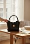 Women's Bag – Lock-Detail Clutch Bag | Gold-Accented, Full-Length Inner Wallet, Long Strap