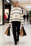 Women's Zippered Striped Wide Fit Special Yarn D Mock Neck Comfortable Coat-Looking Knitwear Cardigan Daily - 4