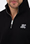 Embroidered Half Zipper Black Mock Neck Sweatshirt - 7